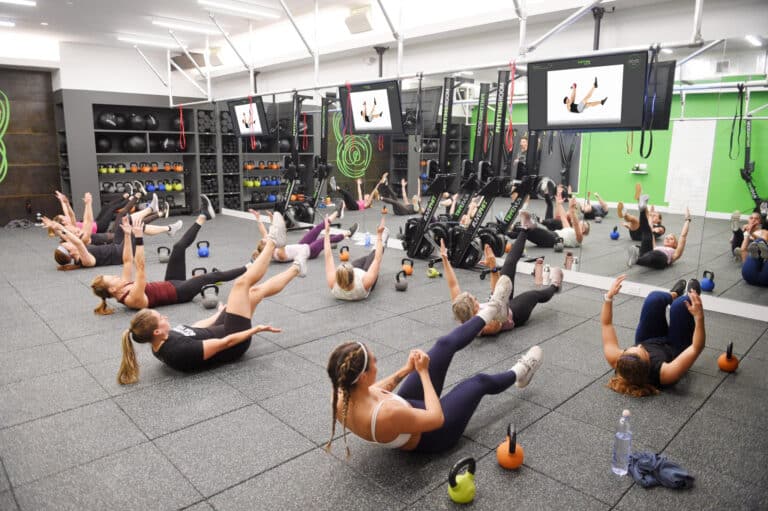 a gym space that includes a digital fitness program